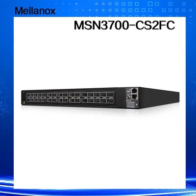 Переключатель сети MSN3700 AC PSUs Mellanox Линукса 2 кумулюса - порты QSFP28 CS2FC 100GbE 1U 32