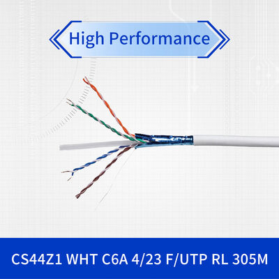 Category 6A F/UTP Shielded Network Cable with 500 MHz Bandwidth 75°C Operating Temperature and 23 AWG Solid Bare Copper