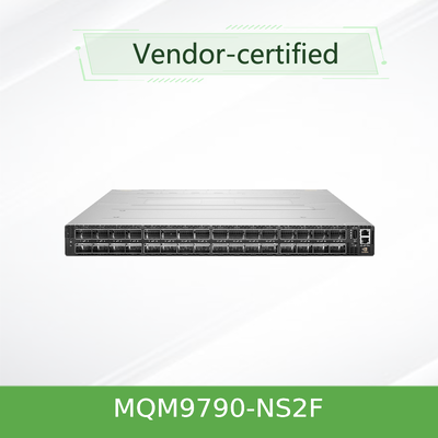 Коммутатор NVIDIA MQM9790-NS2F InfiniBand 400 Гбит/с — 64 порта NDR, 51,2 Тбит/с, внешнее управление, 1U для кластеров HPC и AI
