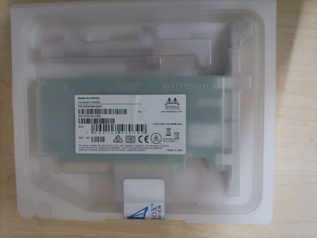Двойной кронштейн X16 переходника MCX516A-CDAT PCIe 4,0 схемы данных карты сети гавани QSFP28 Mellanox 100gbe высокорослый