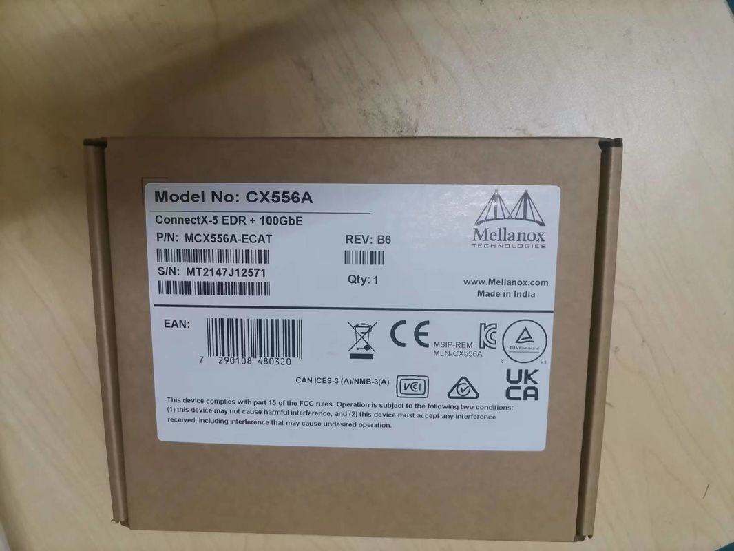 Карта сети EDR InfiniBand и 100GbE Mellanox переходника ConnectX-5 бывшая VPI удваивает гавань QSFP28 MCX556A-EDAT