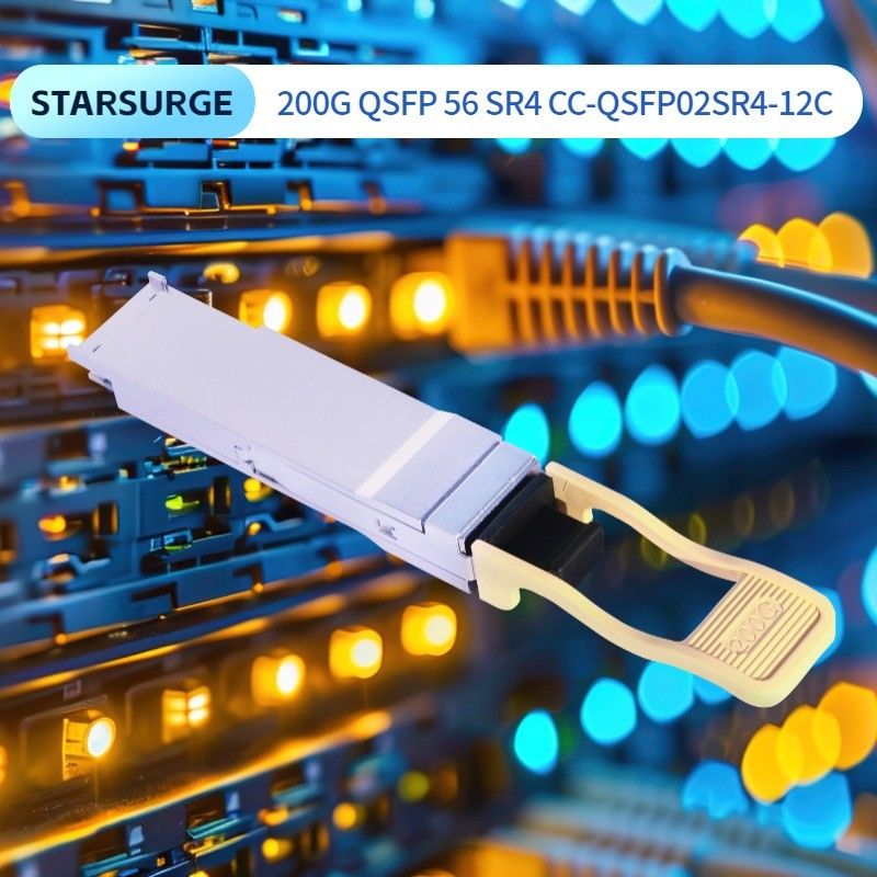Решение для взаимосвязи центров обработки данных 200G QSFP56 SR4 оптический приемопередатчик с расстоянием передачи 100 м по волокну OM4