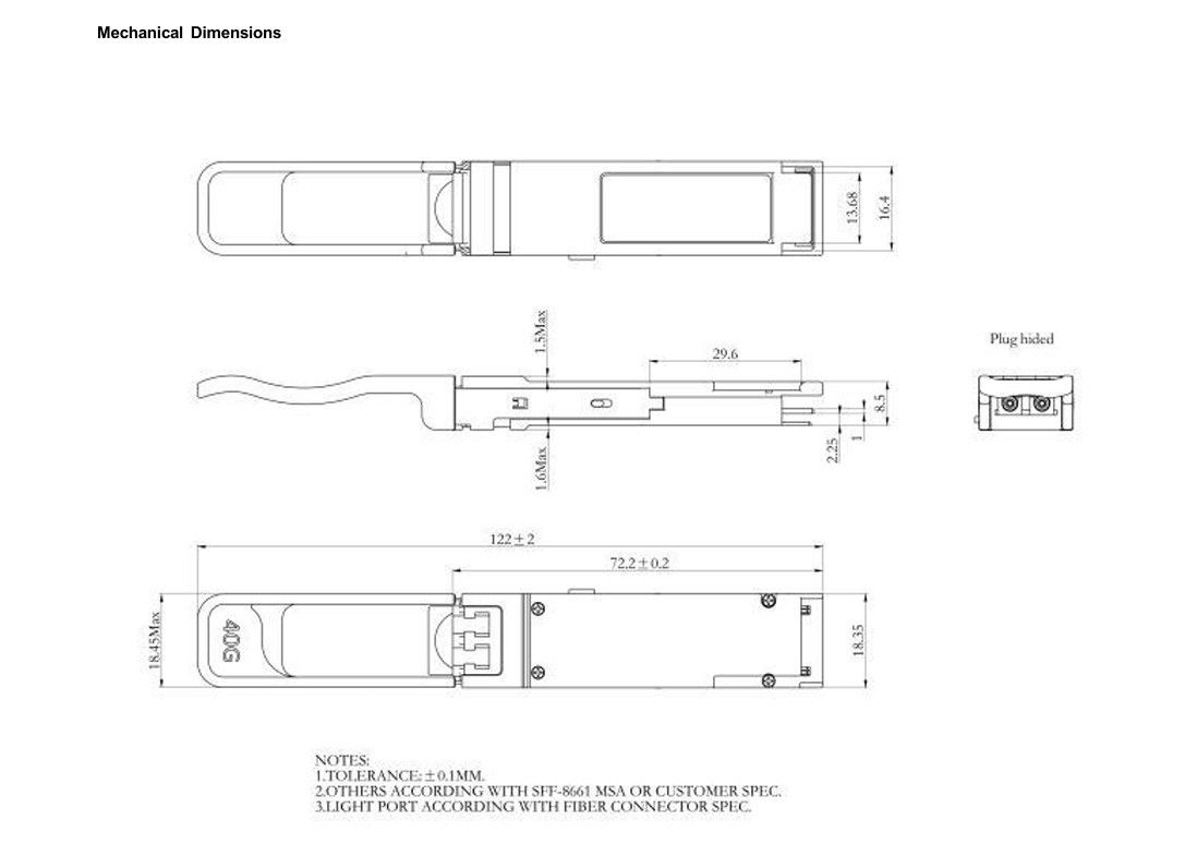 40Gb/s QSFP мультимодный оптический модуль BIDI 850/908nm оптический приемопередатчик Duplex LC IP сеть До 70 м по OM3 100 м по OM4
