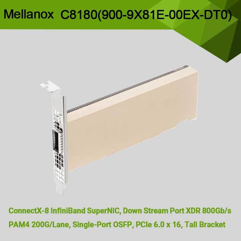 Адаптер Nvidia Connectx-8 C8180 (900-9X81E-00EX-DT0) Single-Cage Osfp Infiniband: 800 Гбит/с XDR IB