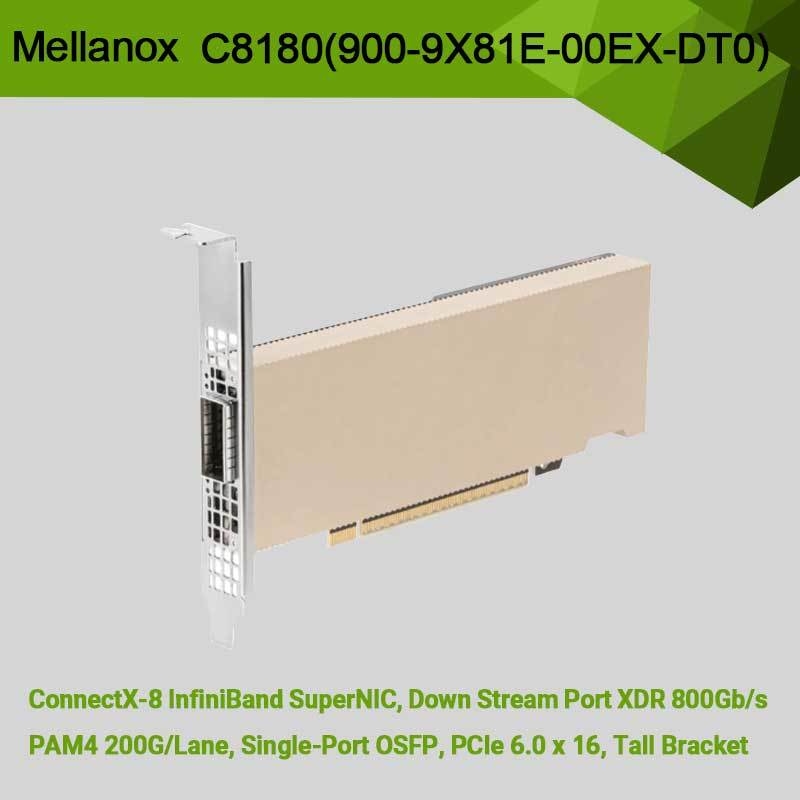 Адаптер Nvidia Connectx-8 C8180 (900-9X81E-00EX-DT0) Single-Cage Osfp Infiniband: 800 Гбит/с XDR IB