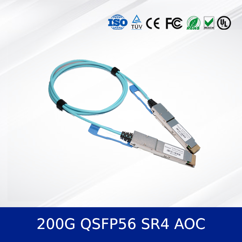 Модуль оптического передатчика 200G QSFP56 SR4 AOC 3m Кабель для 200G Ethernet OM4 MMF, низкая мощность, CMIS