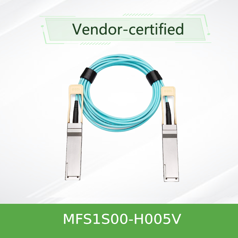 NVIDIA MFS1S00-H005V 200Gb/s QSFP56 активный оптический кабель - 5m AOC для HDR InfiniBand & 200GbE